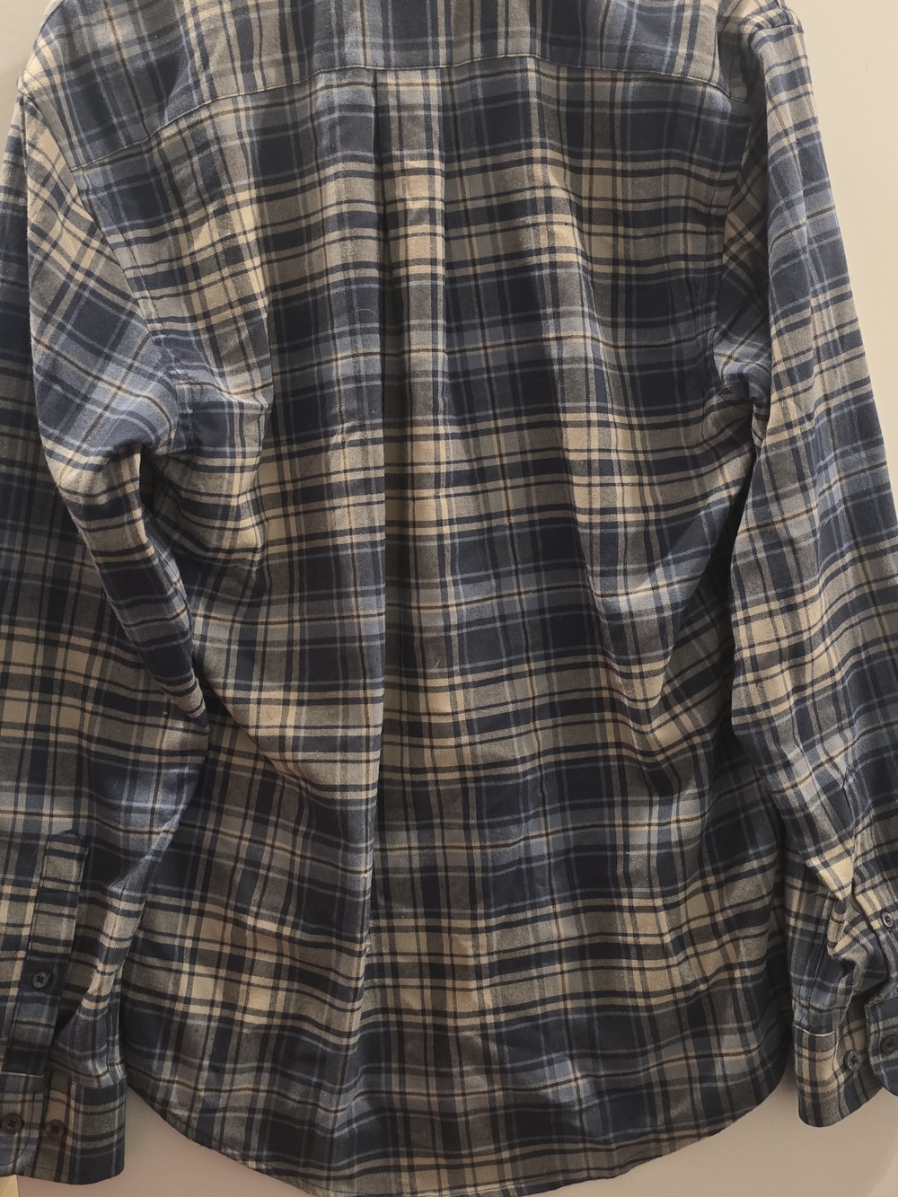Men's Navy and White Plaid Casual Button-Down Shirt